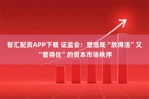 智汇配资APP下载 证监会：塑造既“放得活”又“管得住”的资本市场秩序